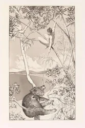 Bear and Elf Bär und Elfe tallrik I från Intermezzos, Opus IV Intermezzi, Opus IV, ca. 1880.