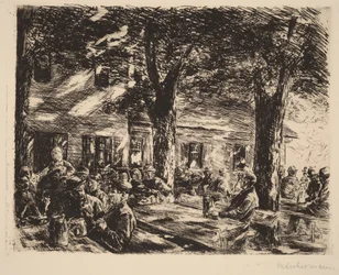 En värdshusträdgård i Rosenheim