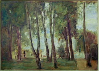 Konstnärens trädgård i Berlin-Wannsee, i bakgrunden