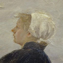 Detalj från Repairing the Nets, 1889 (se 144756)