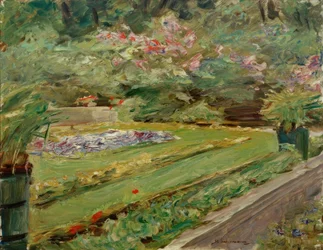 Blomsterterrassen i Wannseeträdgården i nordvästlig riktning