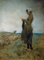 Holländsk herdeflicka (stickande herdinna)