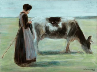 Flicka med ko