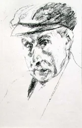 Porträtt av en man i mössa, möjligen självporträtt, efter 1923 (litho)