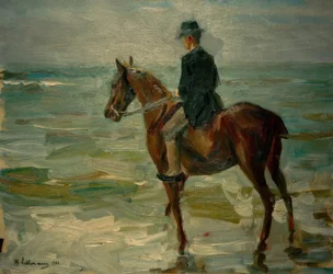 Ryttare vid havet till vänster