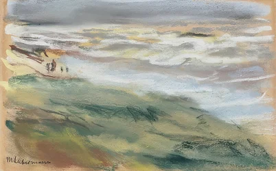 Flanörer på stranden i Noordwijk