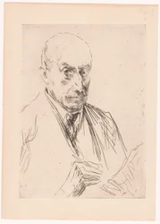 Självporträtt av Max Liebermann, penna i handen