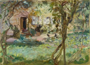 Trädgård med pensébädd. 1914