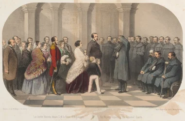 Drottning Victoria och Prins Albert möter Krimveteraner, 1855 cirka