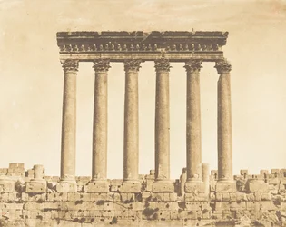 Kolonnaden av solens tempel, i Baâlbek Heliopolis, 15 september 1850.