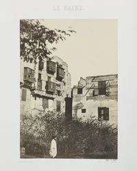 Hus och trädgård i de franska kvarteren, Egypten, 1850 (saltpapperskopia från vaxpappersnegativ)