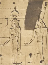Isis och Horus-Arsiesi - Basrelief från templet Kalabcheh Talmis, 8 april 1850.