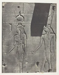 Kalabscheh, Sculptures De La Façade Postérieure Du Temple; Nubie, plansch 92 från albumet "Egypte, Nubie, Palestine et Syrie" (1852)