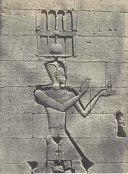 Nubia. Kalabscheh. Skulpturer från templets bakre fasad, 1850.