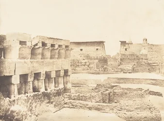 Palace and Village of Luxor, tagna från söder, Thebe, 1849-50.