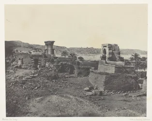 By och tempel på ön Beghé, väster om Philoe; Nubien, plansch 81 från albumet "Egypte, Nubie, Palestine et Syrie" (1852)