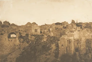 Utsikt över Probatic Pool och en stadsdel i Jerusalem, augusti 1850.