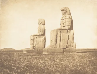 Utsikt över de två kolosserna av Amenopheum, vid Thebe, 1849-50.
