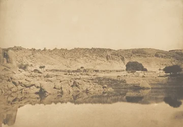 Utsikt tagen norr om Philae - byn Kounoço, 1849-50.