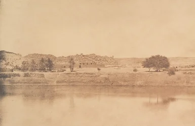 Vy tagen öster om Philae - Village of Abou-Kouli, Aswan Road, 1849-50.