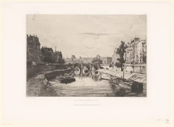 Utsikt över Pont Saint-Michel i Paris Vue prize du pont St. Michel (titel på objekt)