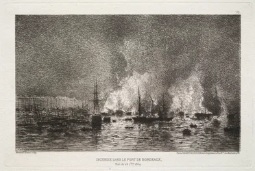 Brandbrand i hamnen i Bordeaux, 1869.