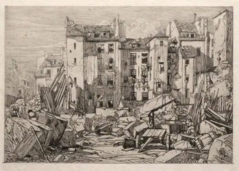 Rivning av gamla hus i Paris, 1862.