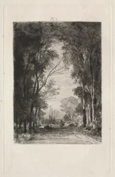 Resenär på en väg i en skog, 1866.