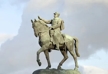 Ryttarstaty av Joseph Joffre (1852-1931), militär, marechal av Frankrike, fransk befälhavare vid slaget vid Marne under första världskriget, bronsskulptur av Maxime Real del Sarte (1888-1954),