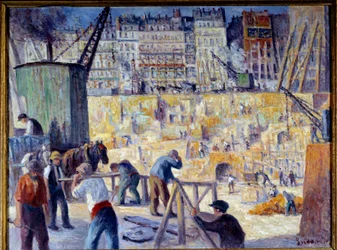 En byggarbetsplats i Paris 1912 Målning av Maximilien Luce (1858-1941) 1912 Dim. 0,6x0,81 m Rouen, Musee des Beaux Arts