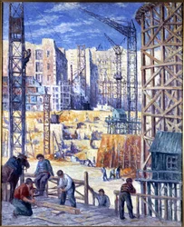 Byggplats i Paris, Quai de Passy, ​​1907.