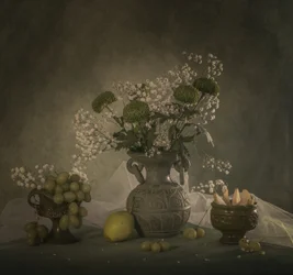Stämningsfullt blomsterstilleben