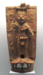 Rökelsebrännare i form av majsguden på en sköldpadda, norra Yucatanhalvön, postklassisk period, 900-1000 e.Kr.