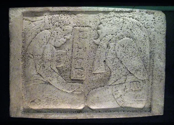 Överligger med två fångar, Yaxchilan-området, senklassisk period, 600-900 e.Kr.