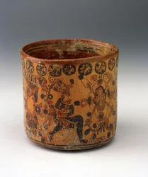 Cylindervas, c.650-850 (keramik med rött och svart på orange slipfärg)
