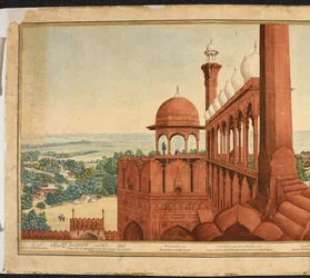 Mogulkejsarens palats. Del av ett panorama av Delhi
