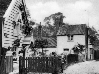 Timberstugor av Hadley Green, London, 1926-1927.