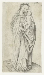 Stående Madonna och barn med äpple