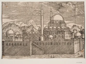 Idealiserad bild av Bayazidiye-moskén, sedd från sydost