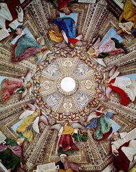 Representationer av profeter och änglar Fresco av Melozzo da Forli (Melozzo degli Ambrosi) (1438-1494) Kupol av sakristian av Sankt Markus (Marco), Sanctuary of Santa Casa, Loreto