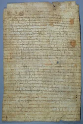 Dokument skrivet av Wadomir (Uuademir) och hans fru, Ercamberta, c.690-691 (penna och bläck på veläng)
