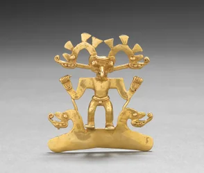 Bird-Man hängsmycke, ca. 700-1550 (gjutet och hamrat guld)