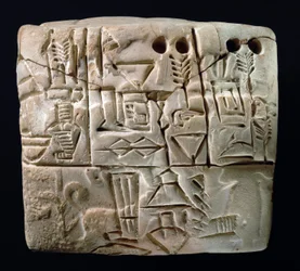 Tidig piktografisk kilskriftstavla, Mesopotamien, Uruk, ca 3100-2900 f.Kr.