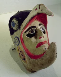 Eagle warrior mask (målat trä)