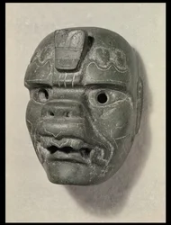 Kattmask av en man, från Oaxaca, Pre-Columbian (jade)