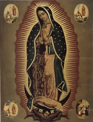 Representation av jungfrun av Guadalupe, skyddshelgon för Mexiko Tryck av 1900-talet. Dämpa. 51x39 cm Musee de la Vallee, Barcelonnette (Alpes de Haute provence)
