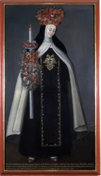Syster Maria Barbara de St. Joseph krönt med blommor, Karmelitklostret, Puebla, Mexiko