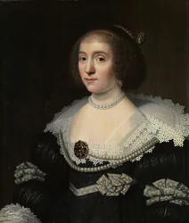 Porträtt av Amalia van Solms, ca 1632 (olja på pannå)