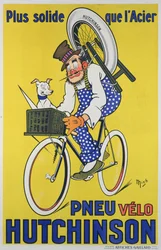 Affischreklam för Hutchinson cykeldäck (färg litho)