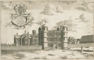 Tixall Hall and Gatehouse: kopparplåtgravyr, nd [1686] (tryck)